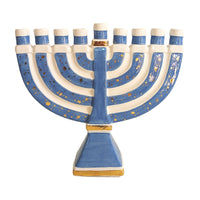 Shimmering Stars Menorah with 22K Gold Accents and Optional Monogram (Various Colors)