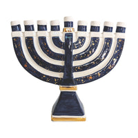 Shimmering Stars Menorah with 22K Gold Accents and Optional Monogram (Various Colors)