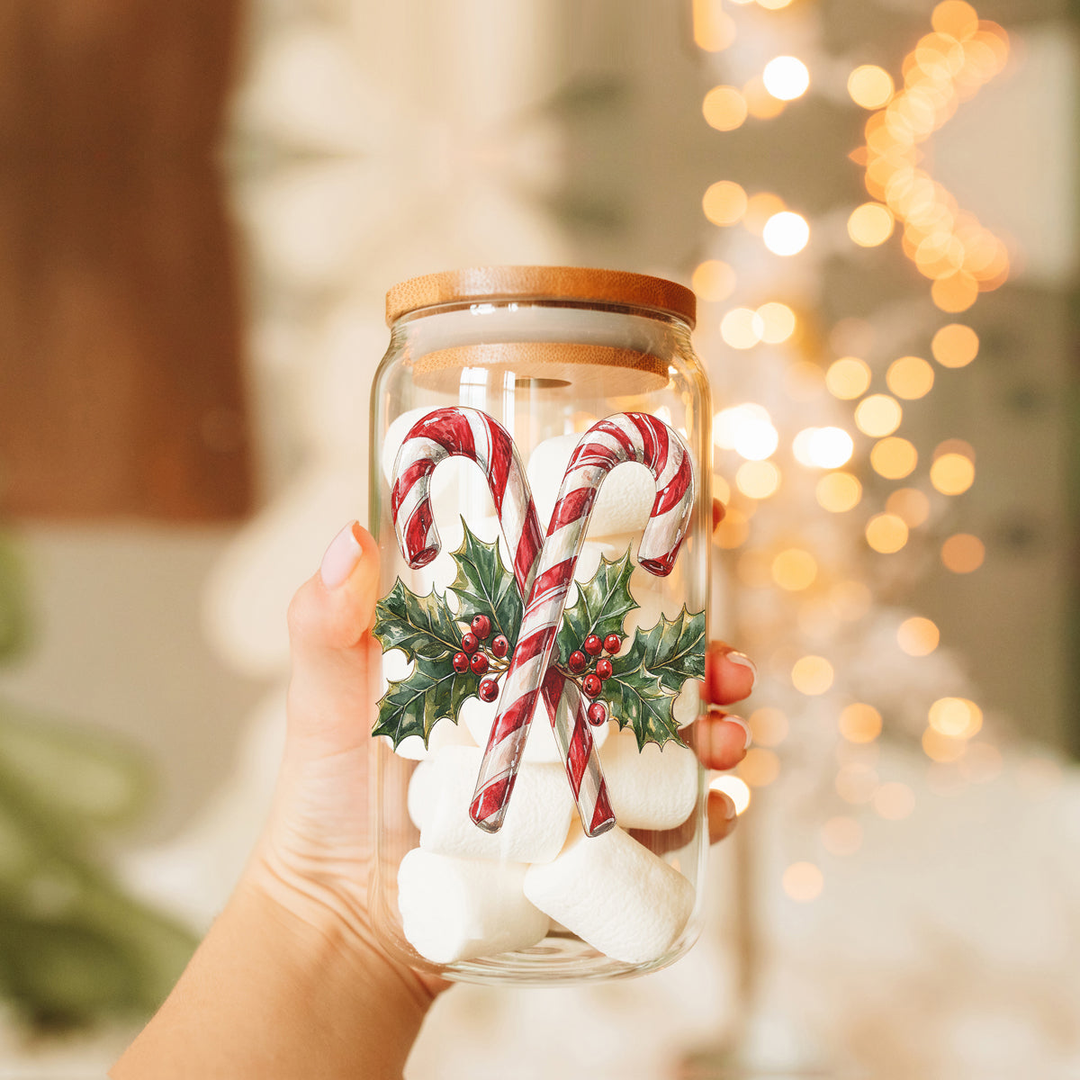 Candy Cane Holly Cup