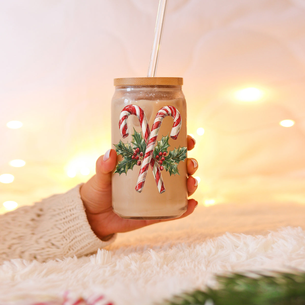 Candy Cane Holly Cup