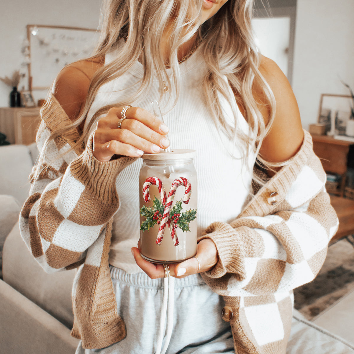 Candy Cane Holly Cup