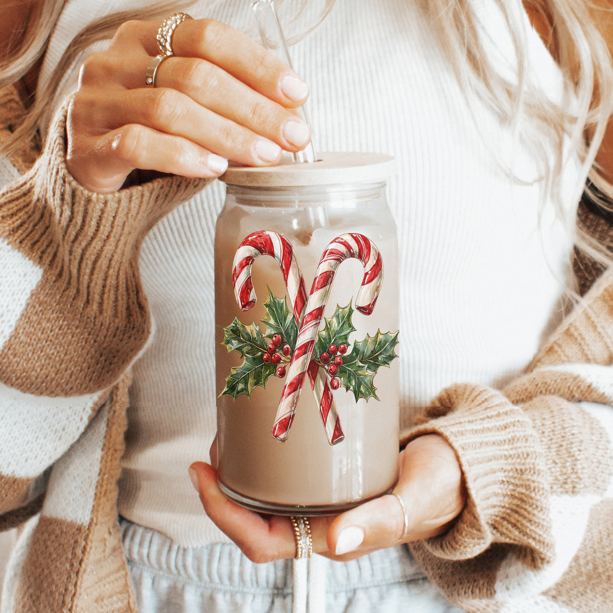 Candy Cane Holly Cup