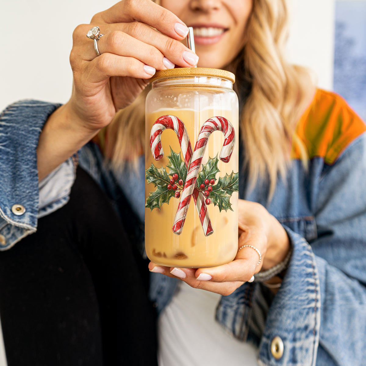 Candy Cane Holly Cup