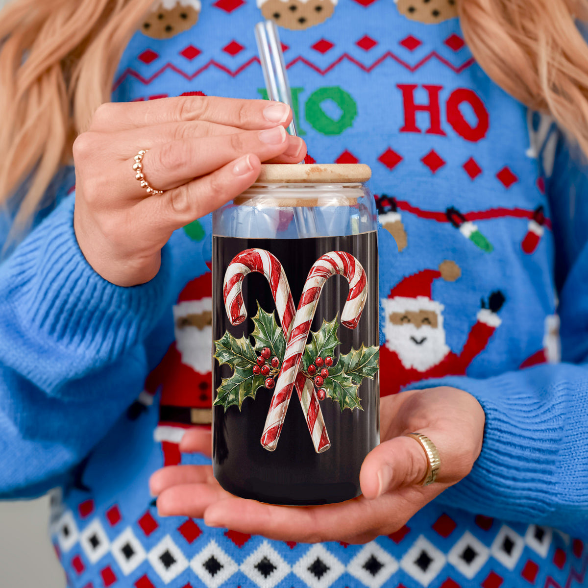 Candy Cane Holly Cup