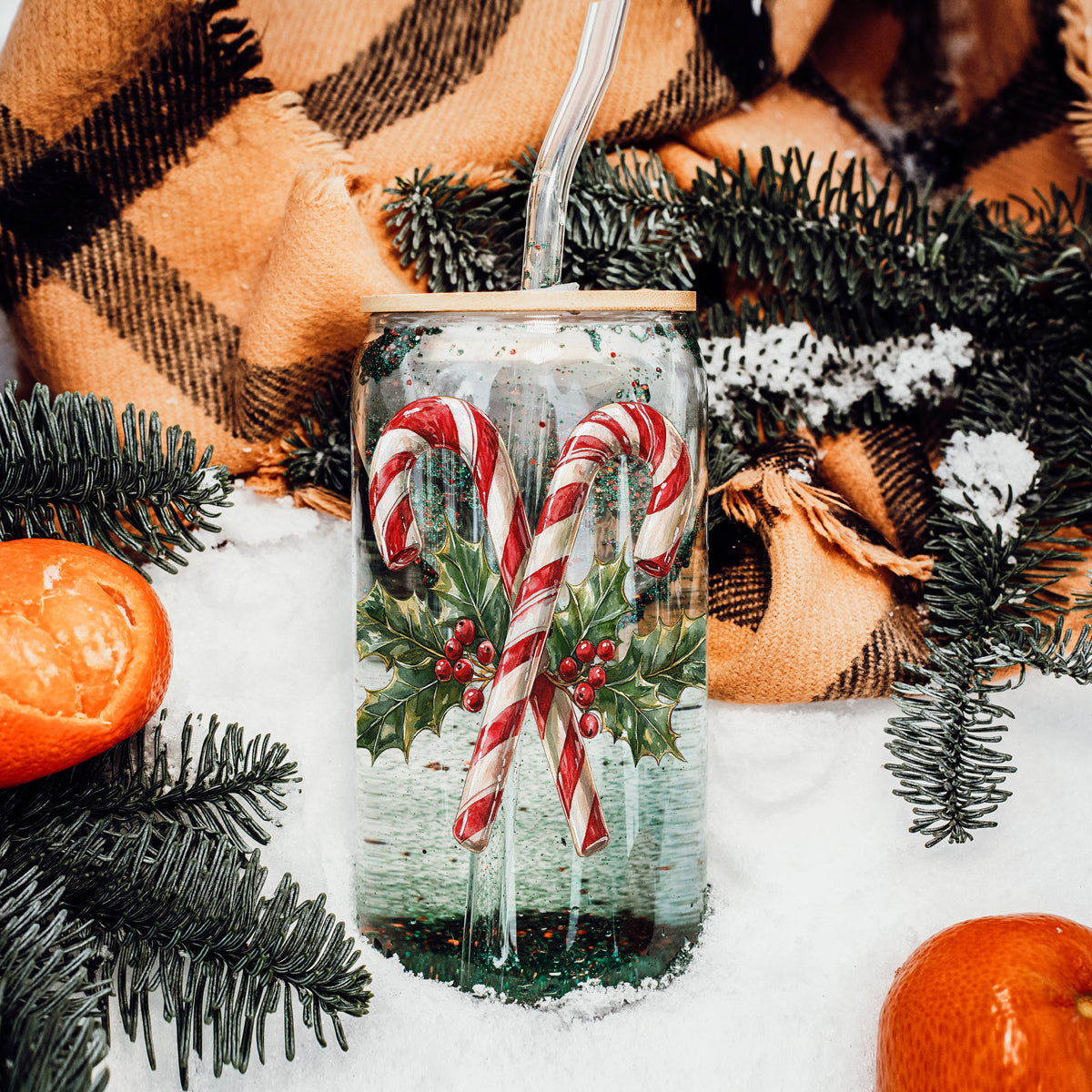 Candy Cane Holly Cup
