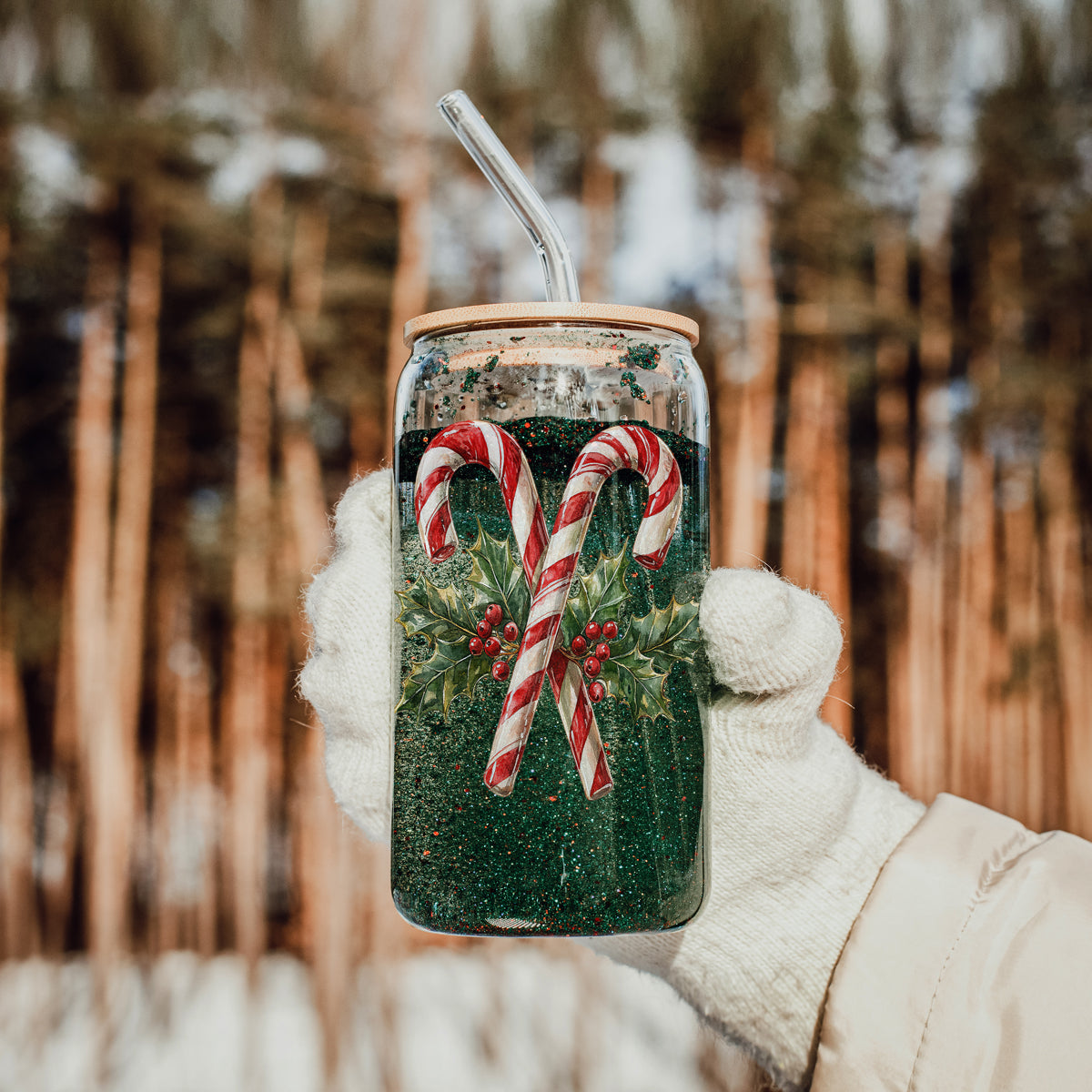 Candy Cane Holly Cup