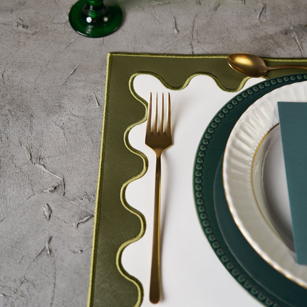 Lustre Dark Green Rectangle Faux Leather Placemat