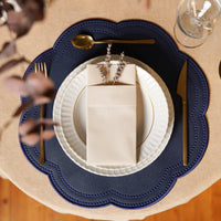Nurture Navy Blue Round Faux Leather Placemat