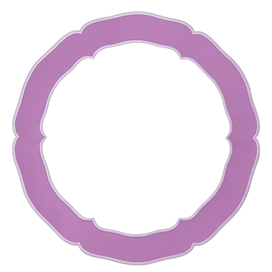White & Purple Round Faux Leather Placemat
