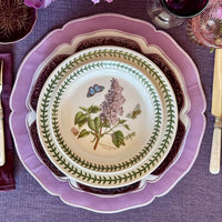 White & Purple Round Faux Leather Placemat