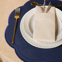 Nurture Navy Blue Round Faux Leather Placemat