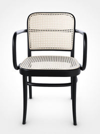 Bentwood Armchair in Black Stained Beech w/ Cane Seat and Back