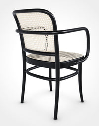 Bentwood Armchair in Black Stained Beech w/ Cane Seat and Back