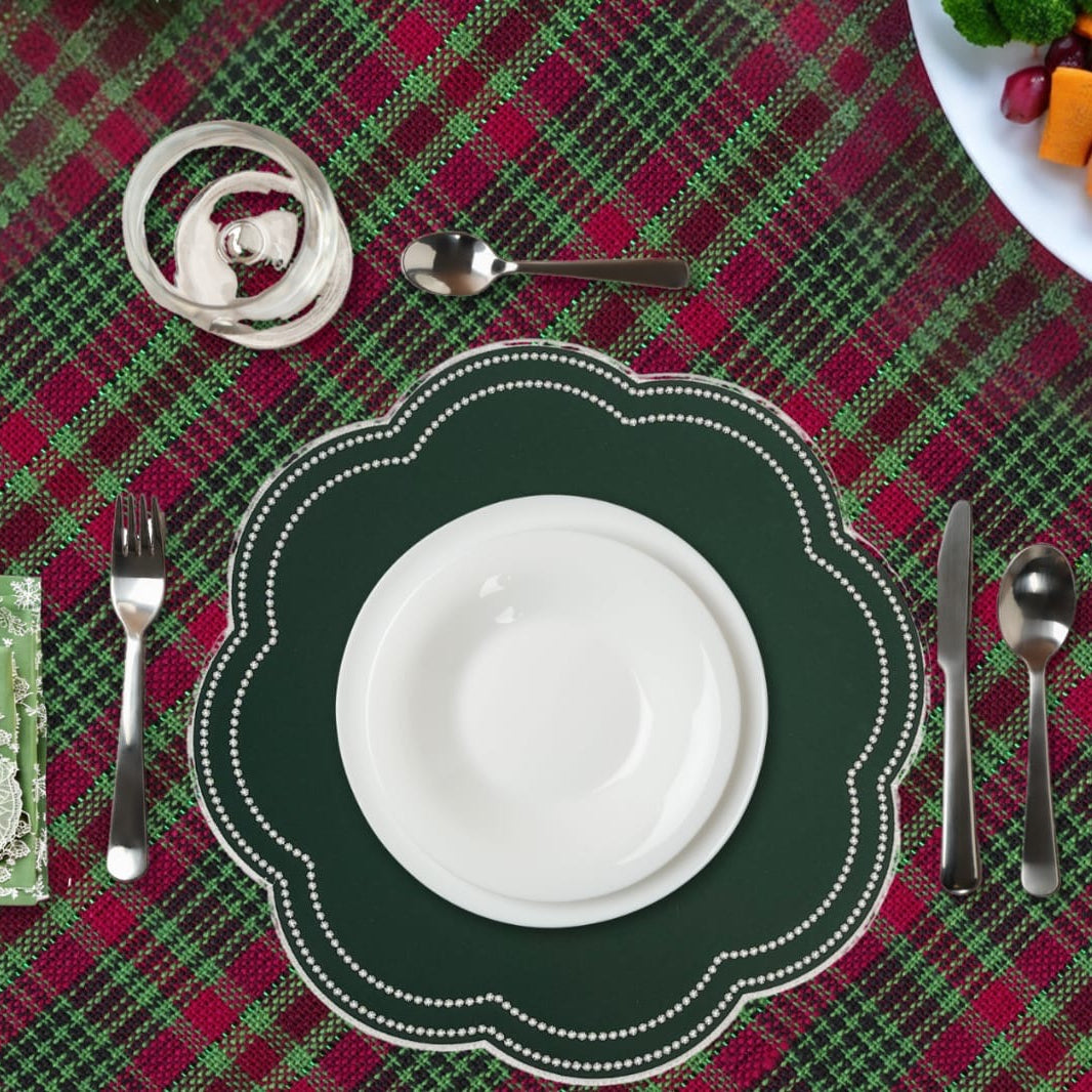 Green Scalloped Faux Leather Placemat