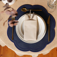 Nurture Navy Blue Round Faux Leather Placemat