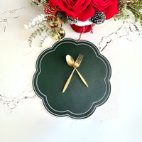 Green Scalloped Faux Leather Placemat