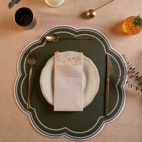 Nurture Green Scalloped Faux Leather Placemat