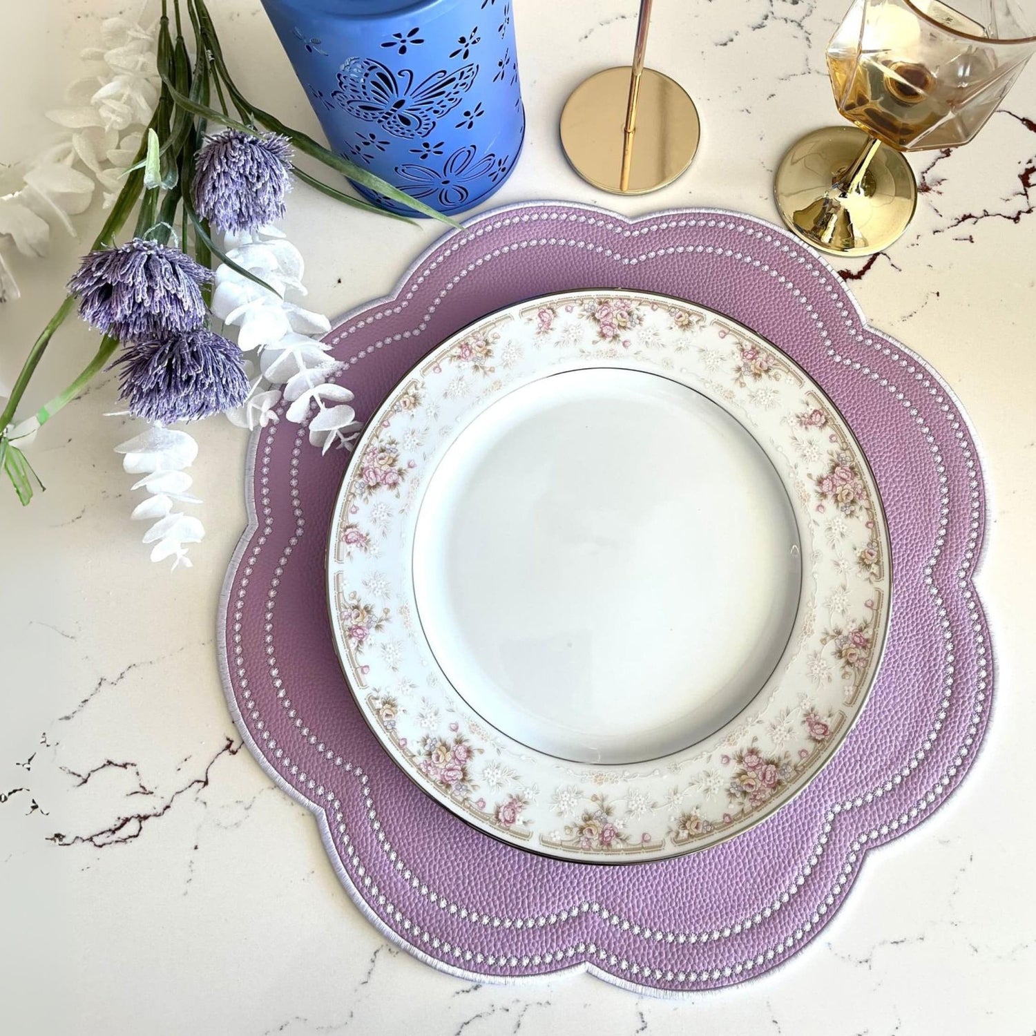 Nurture Purple Scalloped Faux Leather Placemat