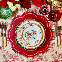 Nurture Red Scalloped Faux Leather Placemat
