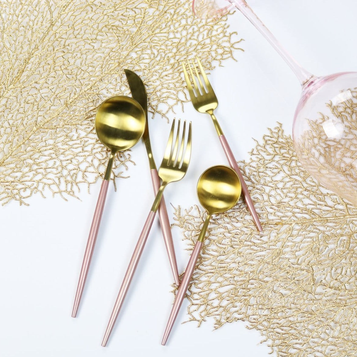 Pink and Gold Obelisk Flatware-20 Pieces