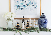 Navy Blue Tiered Christmas Trees with 22K Gold Brushstroke Accent (Various Sizes)