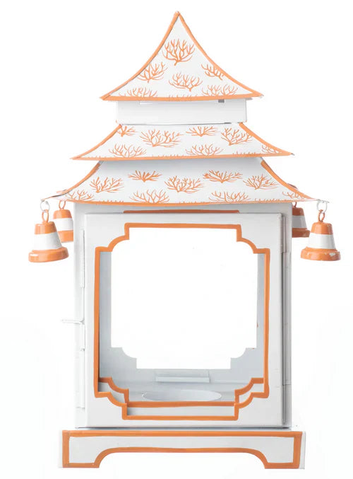 White & Coral Pagoda Lantern