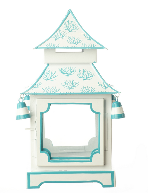 White & Soft Aqua Coral Pagoda Lantern (4 Sizes)