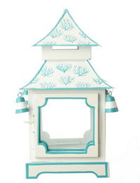 White & Soft Aqua Coral Pagoda Lantern (4 Sizes)