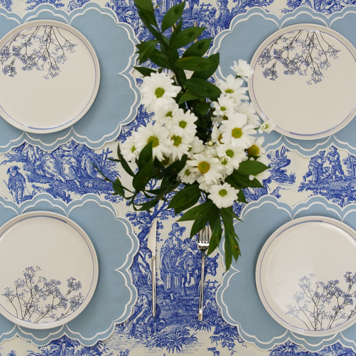 Aquelle Baby Blue Rectangle Fabric Placemat