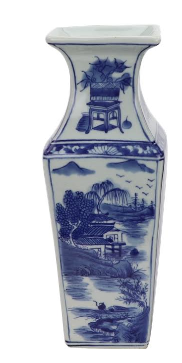 Square Village Scene Bud Vase