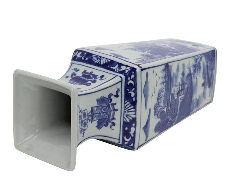 Square Village Scene Bud Vase