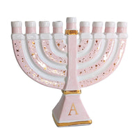Shimmering Stars Menorah with 22K Gold Accents and Optional Monogram (Various Colors)