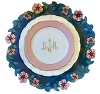 Unity Blue and Pink Round Faux Leather Placemat