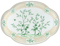Ivory & Green Scalloped Tray Table