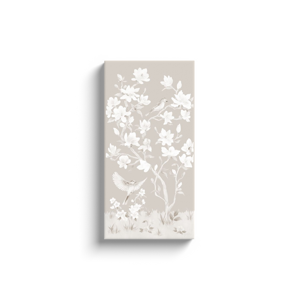 May – Tonal Beige Chinoiserie Canvas Wrap (Various Sizes)