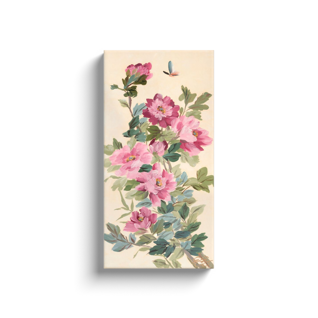 Eloise – Chinoiserie Canvas Wrap with Pink Peonies and Butterfly (Various Sizes)