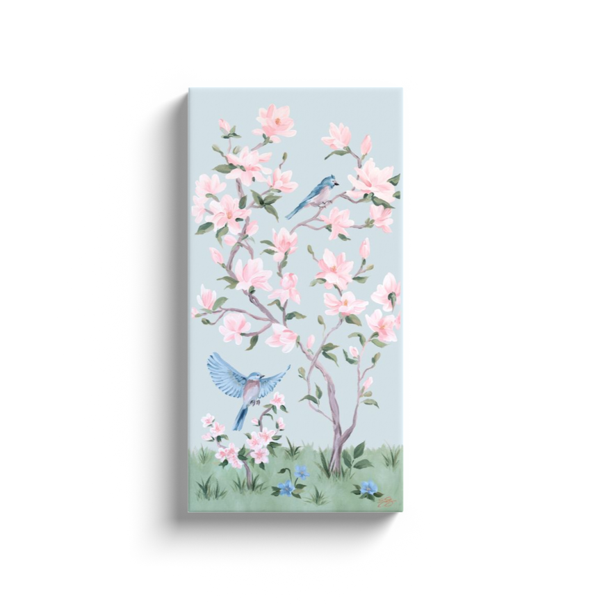May – Blue Chinoiserie Canvas Wrap (Various Sizes)