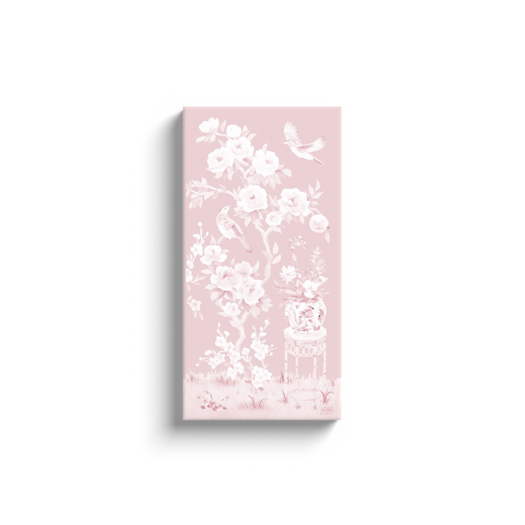 June – Tonal Pink Chinoiserie Canvas Wrap (Various Sizes)