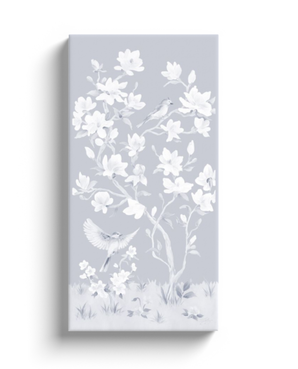 May – Tonal Blue Chinoiserie Canvas Wrap (Various Sizes)
