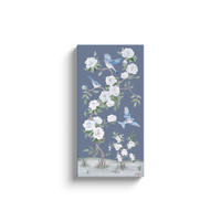 Bluebirds and Peonies – Dark Blue Chinoiserie Canvas Wrap (Various Sizes)