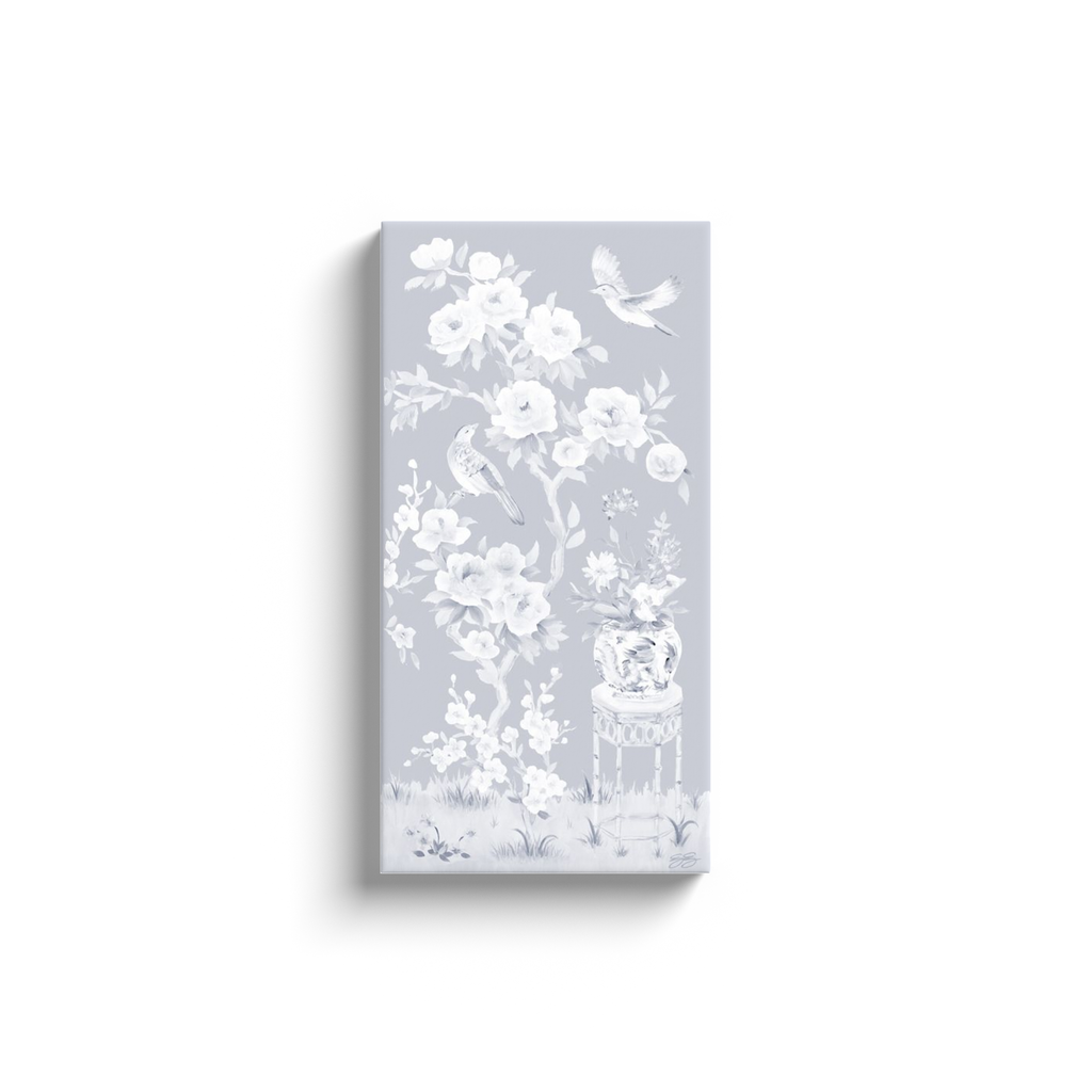 June – Tonal Blue Chinoiserie Canvas Wrap (Various Sizes)