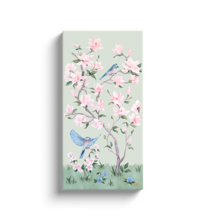 May – Green Chinoiserie Canvas Wrap (Various Sizes)