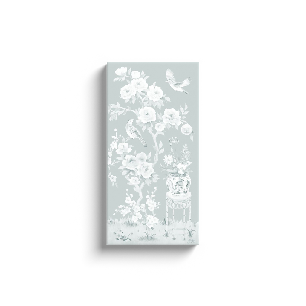 June – Tonal Green Chinoiserie Canvas Wrap (Various Sizes)