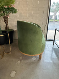 NH Palm Collection Asymmetrical Settee in Green Velvet & Burl Veneer