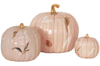 Layered Leaves Pumpkin Jars with 22K Gold Accents in Blush (Various Sizes)