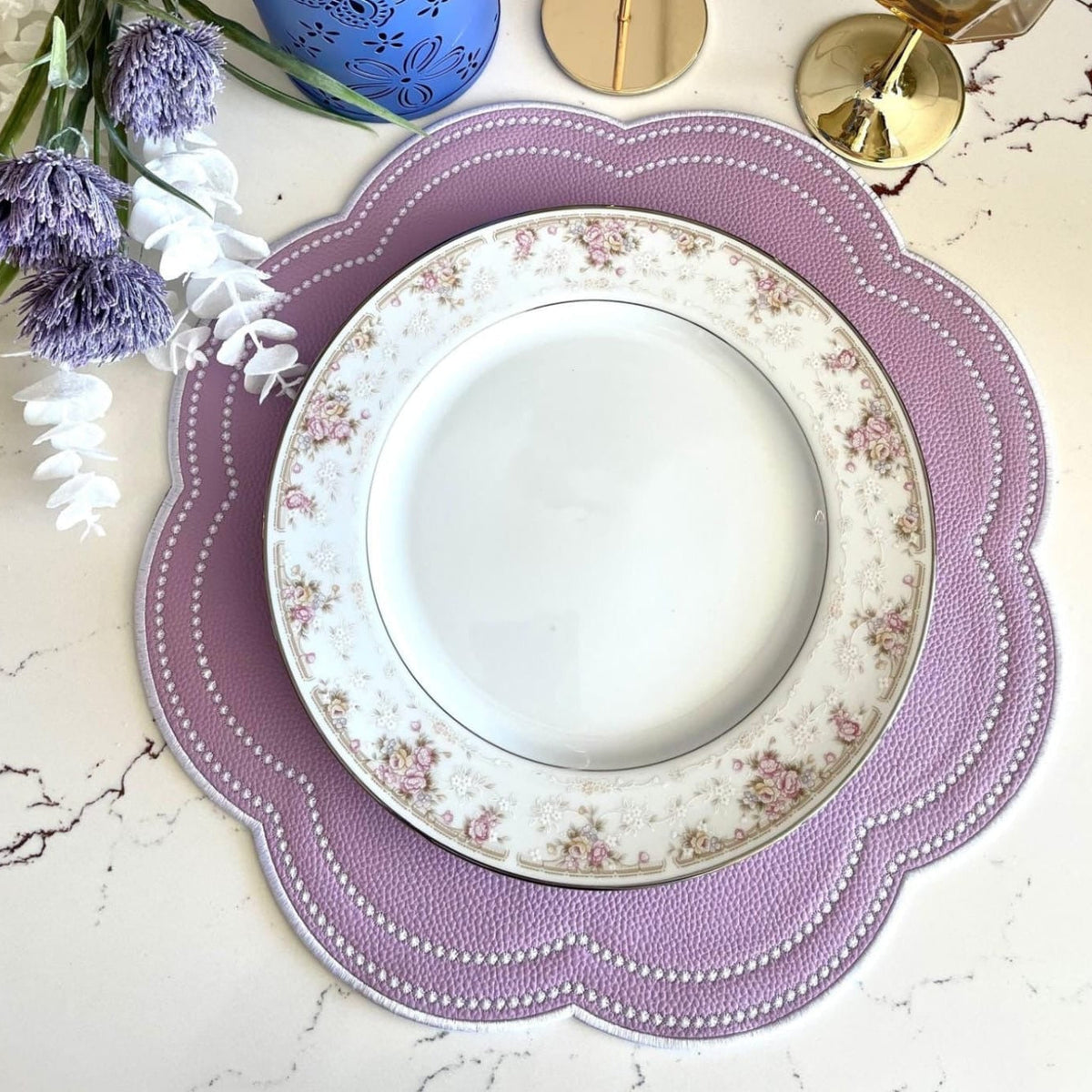 Nurture Purple Scalloped Faux Leather Placemat
