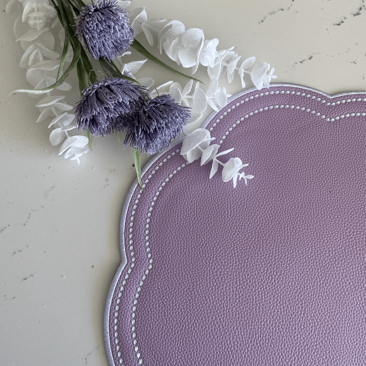 Nurture Purple Scalloped Faux Leather Placemat