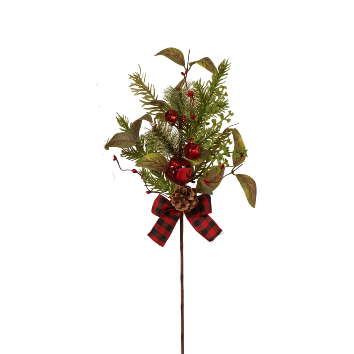 Pine & Berry Pick with Plaid Bow -