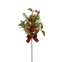 Pine & Berry Pick with Plaid Bow -