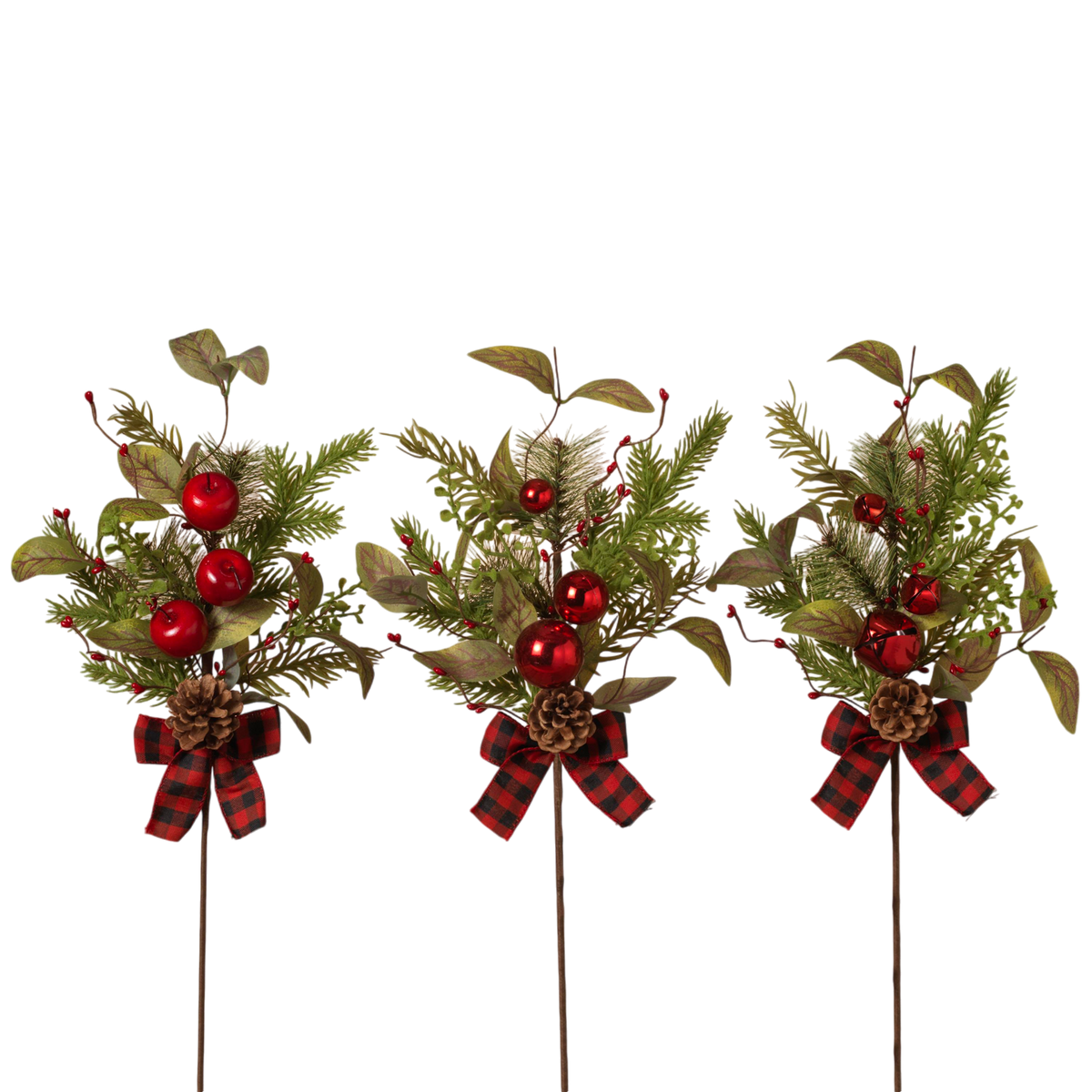 Pine & Berry Pick with Plaid Bow -